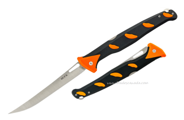 Buck Hookset Fresh Water Folding Knife, Orange/Grey Handle, BU0148ORS