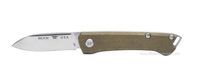 Buck 250 Saunter Slipjoint Folding Knife, 154CM Drop Point, Micarta OD Green, 0250GRS
