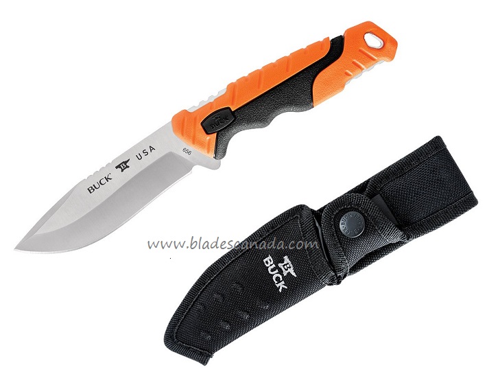 Buck Pursuit Pro Large Fixed Blade Knife, S35VN, GFN Orange, BU0656ORS