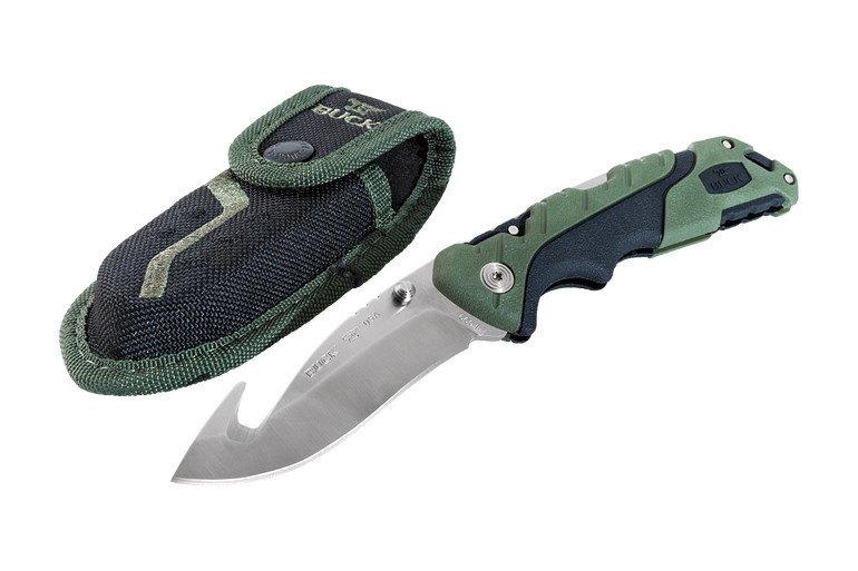 Buck Pursuit Guthook Folding Knife, 420HC Steel, GFN Green, BU0660GRG