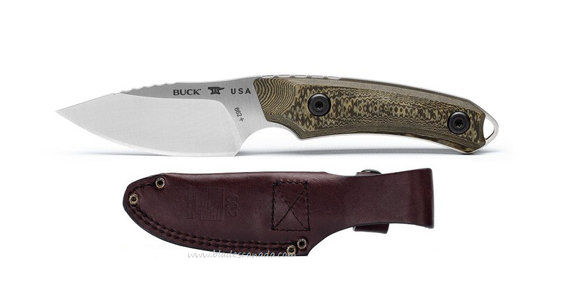 Buck 662 Alpha Scout Pro Fixed Blade Knife, S35VN, Richlite Brown, Leather Sheath, BU0662BRS