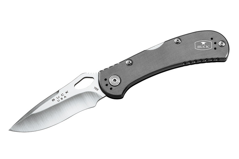 Buck Spitfire Folding Knife, 420HC Steel, Aluminum Grey, BU0722GYS1