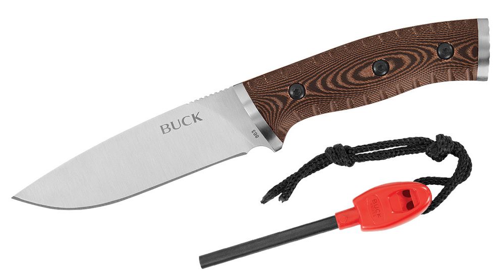 Buck Selkirk Fixed Blade Knife, 420HC Steel, Micarta Brown, Fire Starter, BU0863BRS