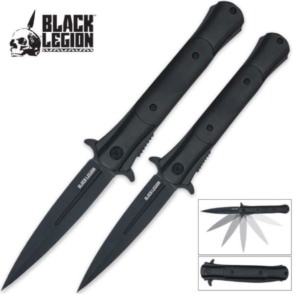 Black Legion Cyclone Flipper Folding Knives, Assisted Opening, Set of 2, BV143