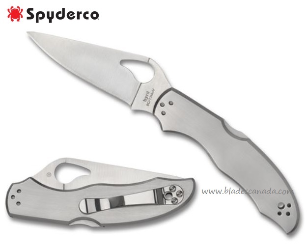 Byrd Harrier 2 Folding Knife, Stainless Handle, by Spyderco, BY01P2