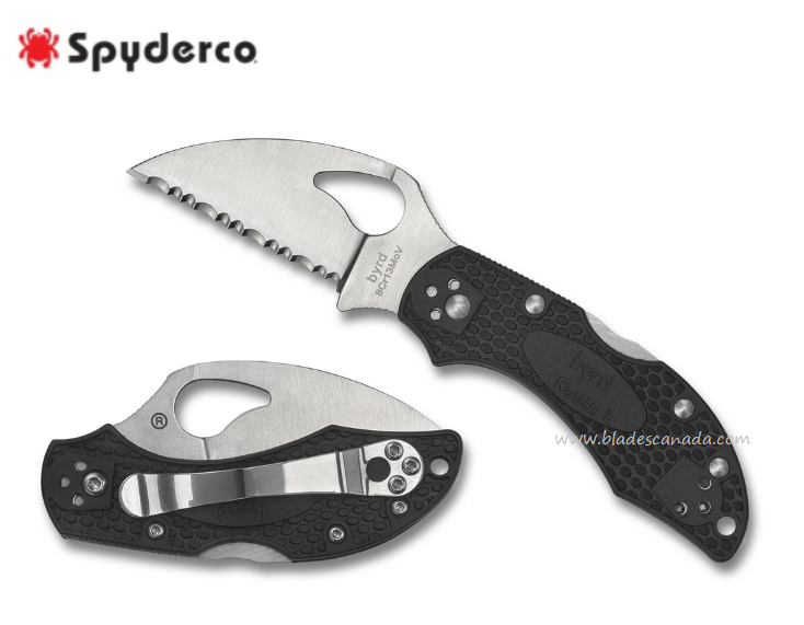 Byrd Robin Gen 2 Lightweight Folding Knife, FRN Black, by Spyderco, BY10SBKWC2