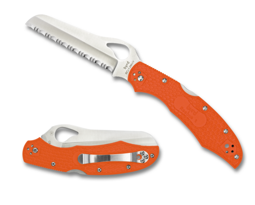 Byrd Cara Cara Rescue Folding Knife, FRN Orange, by Spyderco, BY17SOR2