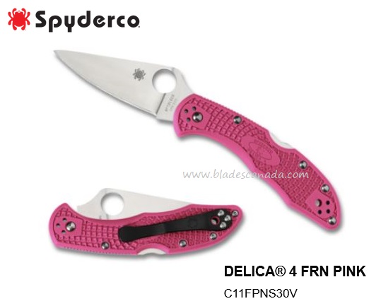 Spyderco Delica 4 Folding Knife, CPM S30V, FRN Pink, C11FPPNS30V