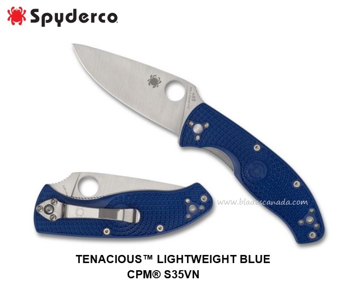 Spyderco Tenacious Folding Knife, CPM S35VN, FRN Blue, C122PBL