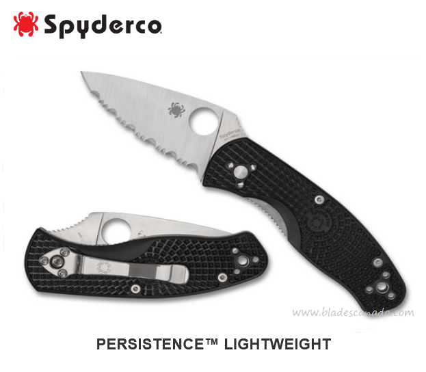 Spyderco Persistence Lightweight Folding Knife, Serrated Blade, FRN Black, C136SBK