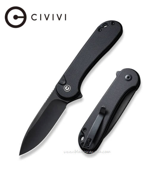 CIVIVI Button Lock Elementum II Flipper Folding Knife, Nitro-V SW, G10 Black, 18062P-1