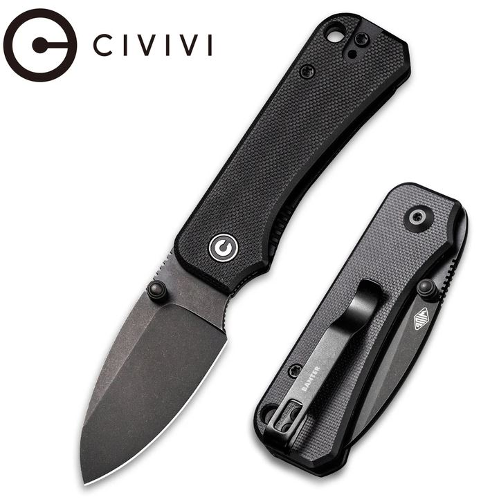 CIVIVI Baby Banter Folding Knife, Nitro-V Black, G10 Black, 19068S-2