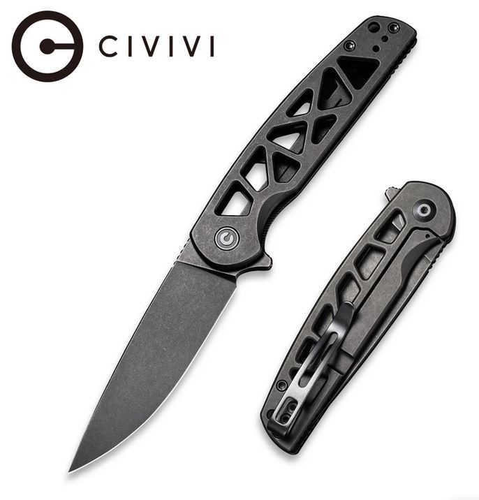 CIVIVI Perf Flipper Framelock Knife, Nitro-V, Stainless Black, 20006-B