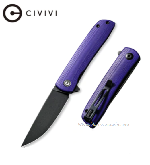 CIVIVI Bo Flipper Folding Knife, Nitro-V Black SW, G10 Purple, 20009B-5