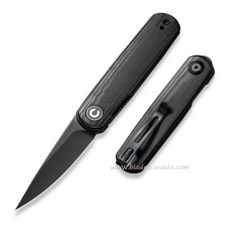 CIVIVI Lumi Flipper Folding Knife, 14C28N Sandvik SW, G10 Black, 20024-4