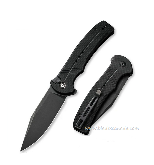 CIVIVI Cogent Flipper Folding Knife, 14C28N Sandvik, G10 Black, 20038D-1