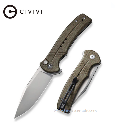 (Pre-Purchase) Civivi Cogent Flipper Folding Knife, 14C28N SAndvik, Micarta Green, C20038D-5