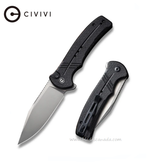 CIVIVI Cogent Flipper Folding Knife, 14C28N Sandvik, Micarta Black, 20038D-7