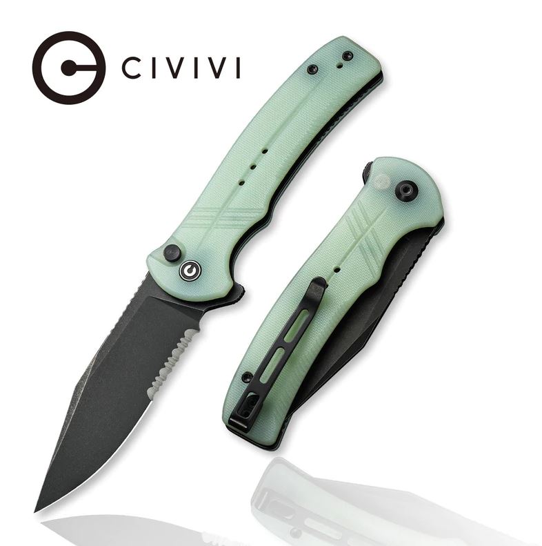 Civivi Cogent Flipper Folding Knife, 14C28N Black SW, G10 Jade, C20038E-3