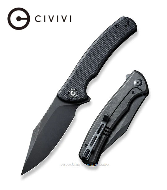 CIVIVI Sinisys Flipper Framelock Knife, 14C28N Black SW, G10 Black, 20039-1