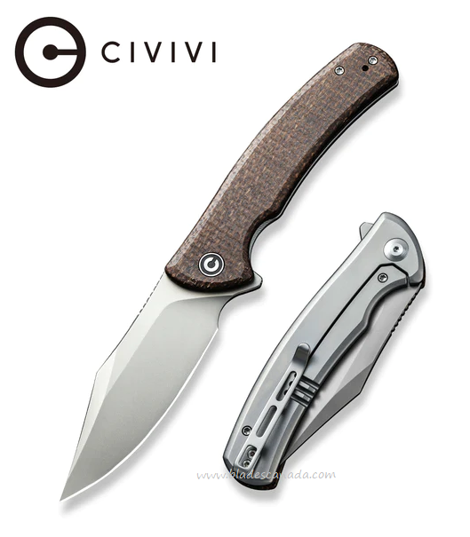 CIVIVI Sinisys Flipper Framelock Knife, 14C28N Sandvik, Micarta/Steel, 20039-2