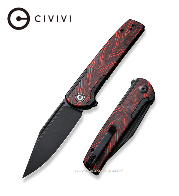 CIVIVI Cachet Flipper Framelock Knife, 14C28N Black SW, Steel/G10 Black/Red, 20041C-1