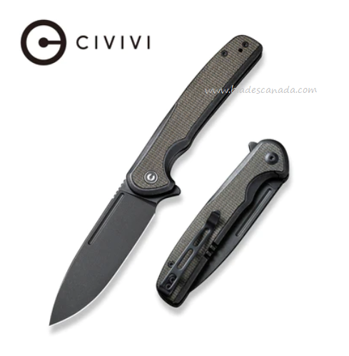 CIVIVI Voltaic Flipper Framelock Knife, 14C28N Black SW, Micarta Green, 20060-3