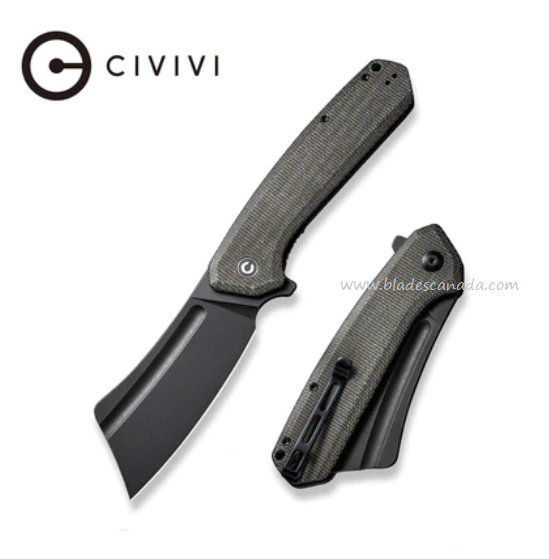 Civivi Bullmastiff Flipper Folding Knife, Black SW Blade, Micarta Dark Green, C2006F