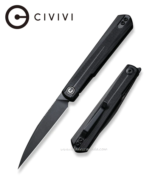 CIVIVI Clavi Flipper Folding Knife, Nitro-V Black SW, G10 Black, 21019-1
