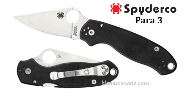 Spyderco Para 3 Compression lock Folding Knife, CPM S30V, G10 Black, C223GP
