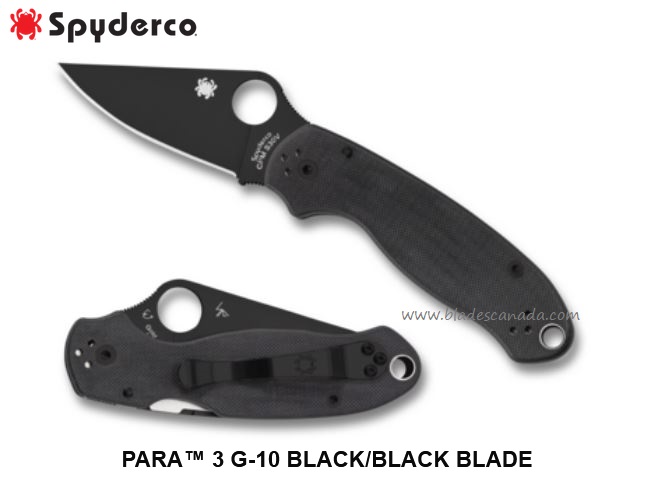Spyderco Para Military 3 Compression Lock Folding Knife, S45VN, G10 Black, C223GPBK