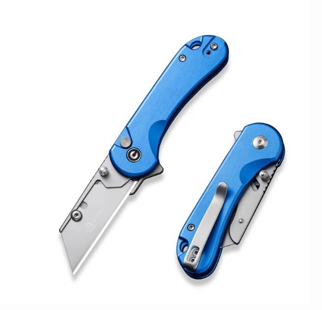 (Pre-Purchase) CIVIVI Elementum Utility Folding Knife, Replaceable Blades, Blue Aluminum, C23039B-2