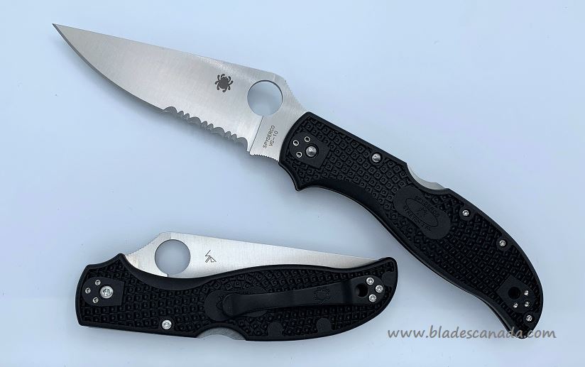Spyderco Stretch 2 XL Lightweight Folding Knife, VG10 Partially Serrated, FRN Black, C258PSBK