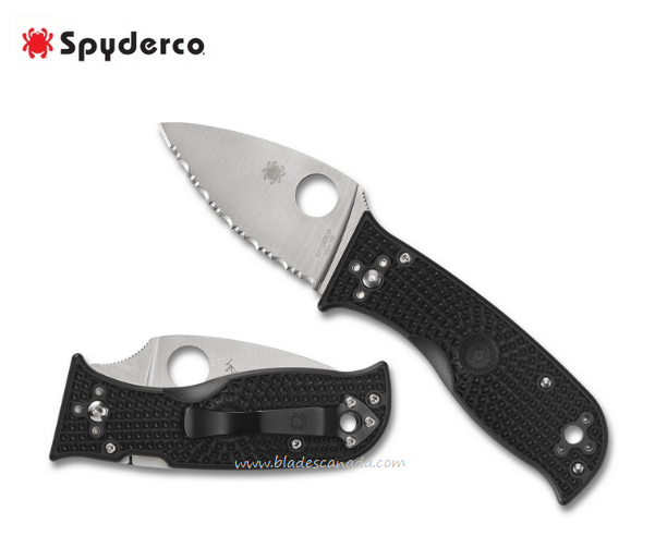 Spyderco Lil Temperance 3 Lightweight Folding Knife, VG10 Serrated, FRN Black, 69SBK3