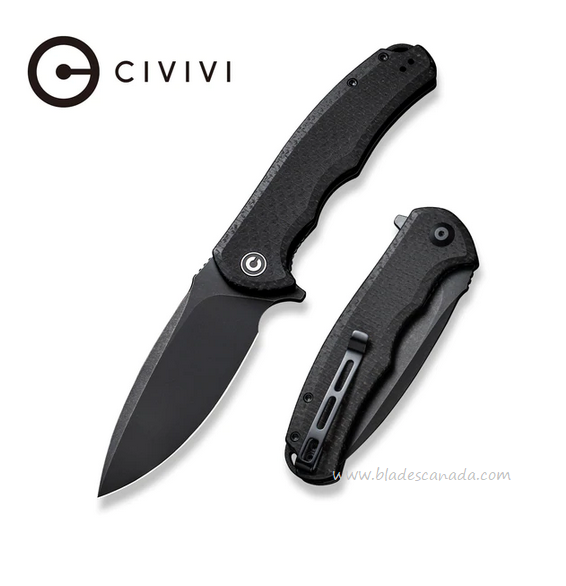 Civivi Praxis Flipper Folding Knife, Black Blade, Micarta Black, C803G