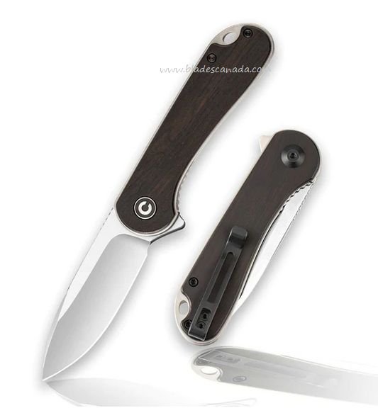 CIVIVI Elementum Flipper Folding Knife, D2, Wood Handle, 907D