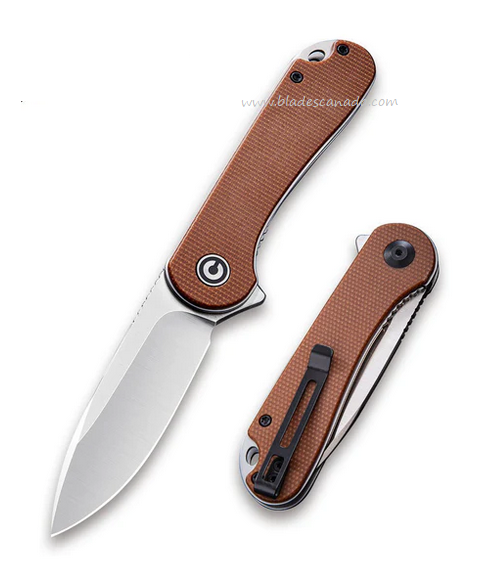 CIVIVI Elementum Flipper Folding Knife, D2, Micarta Brown, 907M