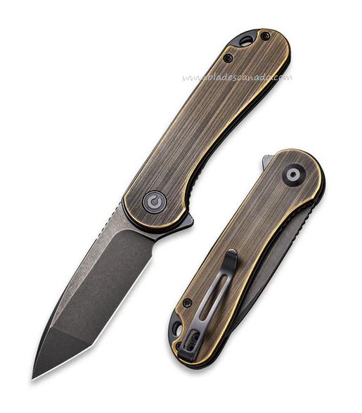 CIVIVI Elementum Flipper Folding Knife, D2 Tanto, Brass Handle, 907TA