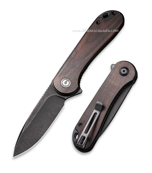CIVIVI Elementum Flipper Folding Knife, D2 Steel, Ebony Wood, 907W