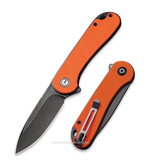 CIVIVI Elementum Flipper Folding Knife, D2 Steel Black, G10 Orange, 907Y