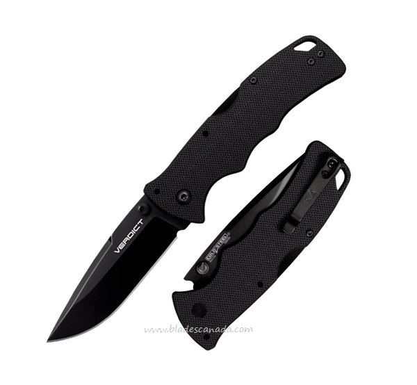 Cold Steel Verdict Folding Knife, AUS10A Spear Point Black, G10 Black, C3SP10A