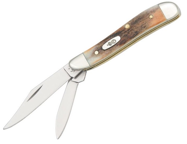 Case Peanut Slipjoint Folding Knife, Stainless Steel, Stag Handle, CA00048