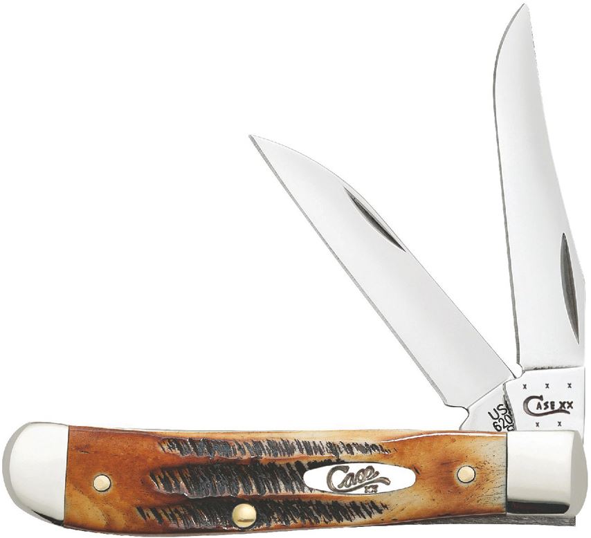 Case Mini Trapper Slipjoint Folding Knife, Wharncliffe Blade, Burnt Bonestag, 65305 - Click Image to Close