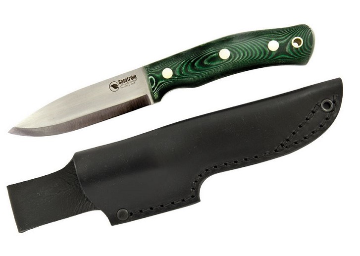 Casstrom No.10 SFK Fixed Blade Knife, 14C28N, Micarta Green, Leather Sheath, 13107