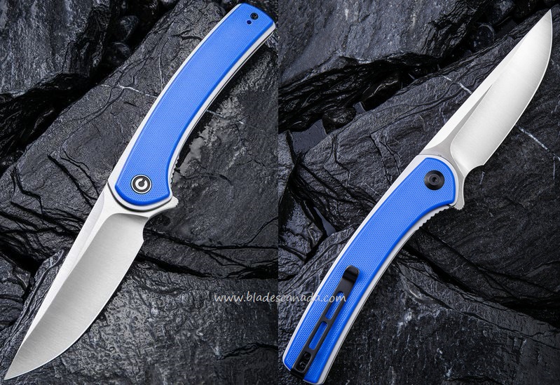 CIVIVI Asticus Flipper Folding Knife, D2, G10 Blue, 2002C - Click Image to Close