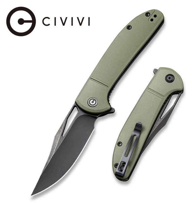 CIVIVI Ortis Flipper Folding Knife, FRN OD Green, 2013C - Click Image to Close