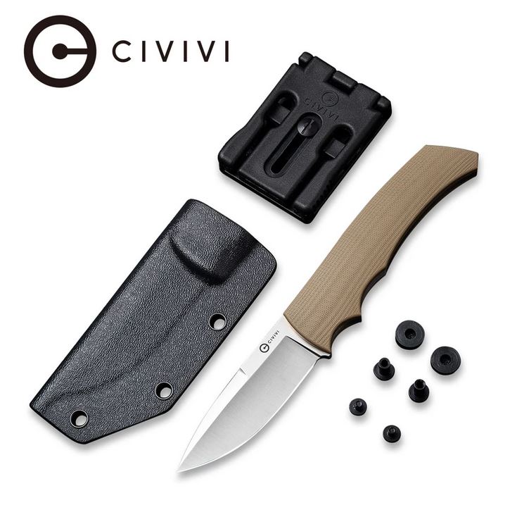 CIVIVI M2 Backup Fixed Blade Knife, D2, G10 Tan, 2016A - Click Image to Close