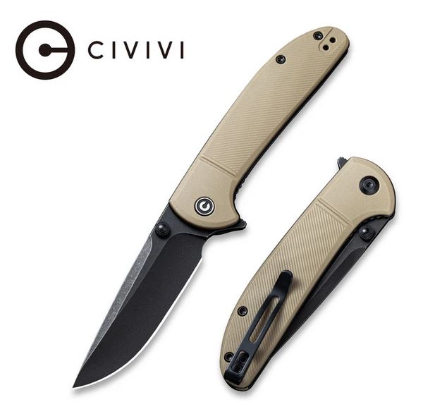 CIVIVI Badlands Vagabond Flipper Folding Knife, FRN Tan, 2019A