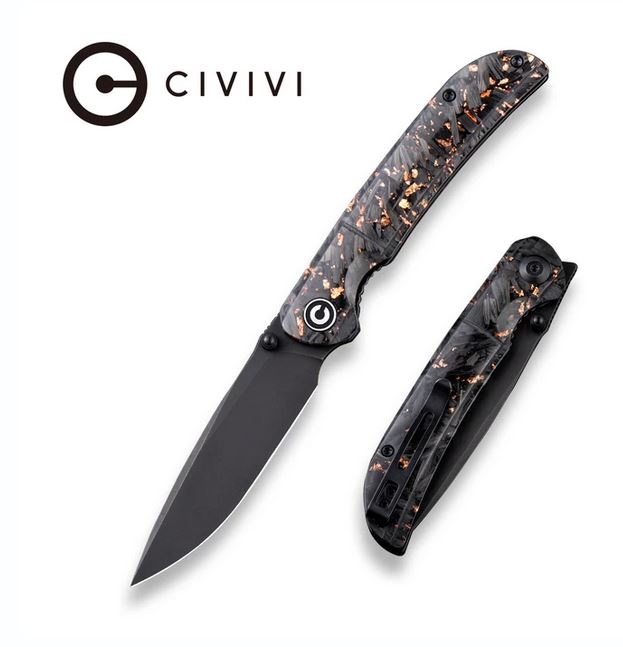 CIVIVI Imperium Flipper Folding Knife, Nitro-V, Copper Shreded Carbon Fiber, 2106C