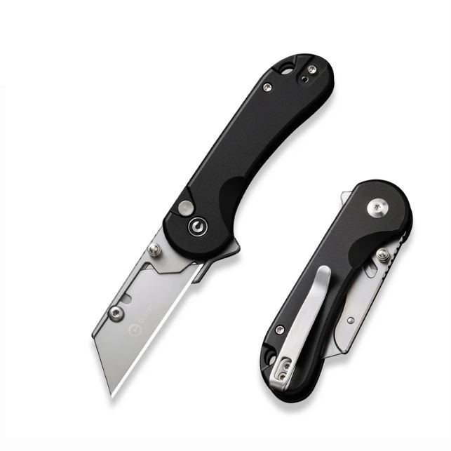 CIVIVI Elementum Utility Folding Knife, Replaceable Blades, Black Aluminum, C23039B-1